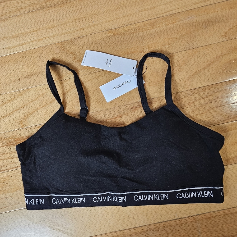 Calvin Klein Black Sports Bra with Signature Elastic Band